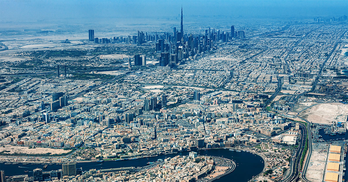 aerial view of old dubai